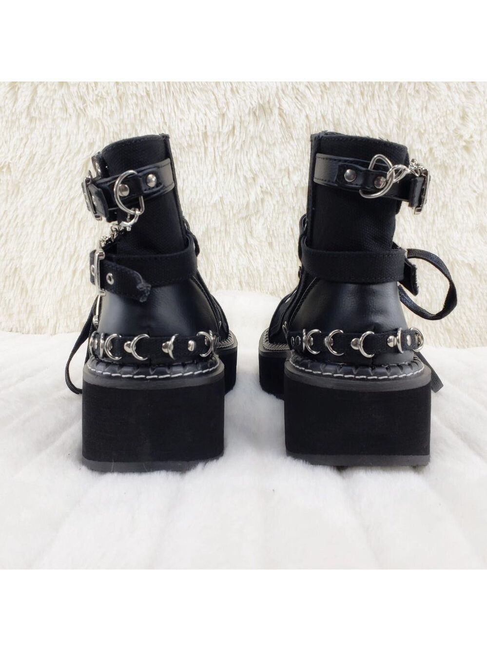Emily Cut Out Platform Sandal Boots Goth Punk Ankle Boots - Picture 8 of 15